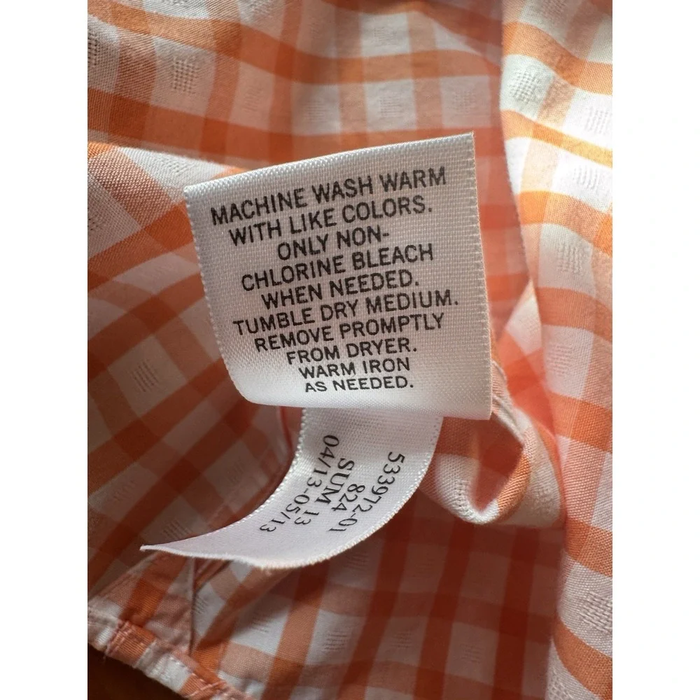 Banana Republic Vintage Orange Gingham Men's Slim Non Iron 16-16 I/2 34-35 Shirt